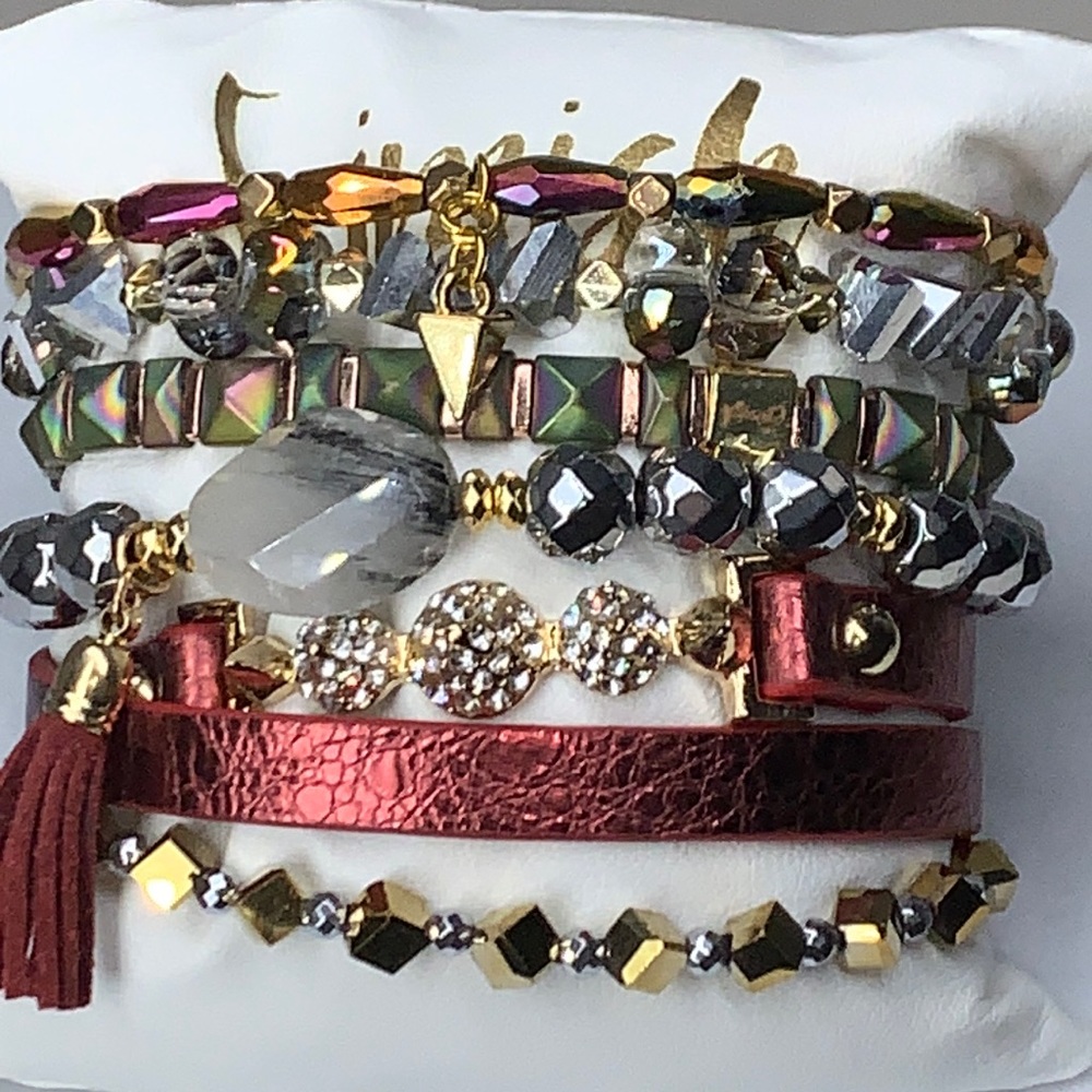 Erimish Fire Stack 5 Stretch Bracelets, 2 Charms,… - image 2